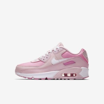 Nike Air Max 90 - Nagyobb Gyerek Air Max Trainers - Rózsaszín/Rózsaszín/Fehér